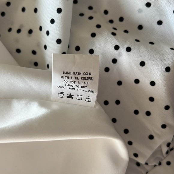 Polka Dot Midi Dress - Flowy Fitted White Midi Dress with Black Polka Dots - Picture 8 of 8